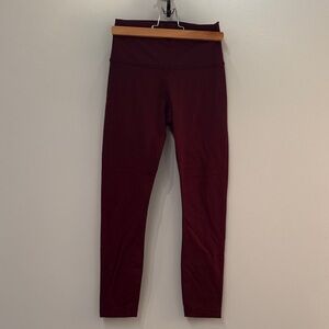Lululemon Wunder Under Cropped Burgundy Leggings (Size 4)